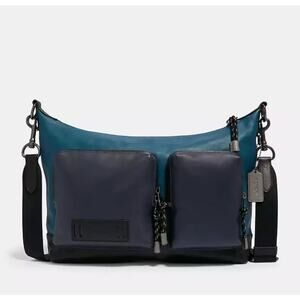 Coach Ranger Pocket Messenger Bag Blue Leather